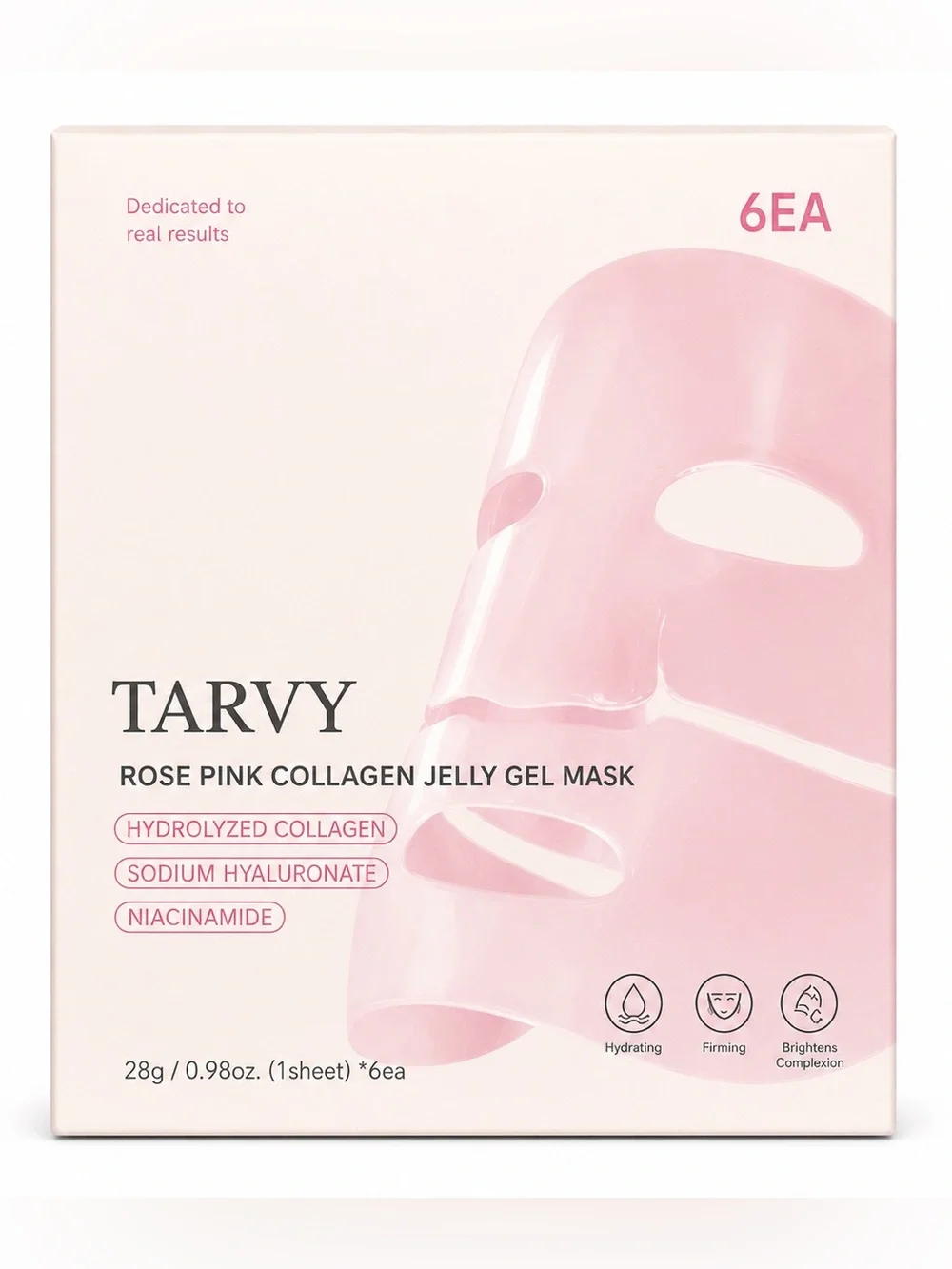 Rose Pink Collagen Jelly Gel Mask — Hydrating Firming Face Sheet 6ct